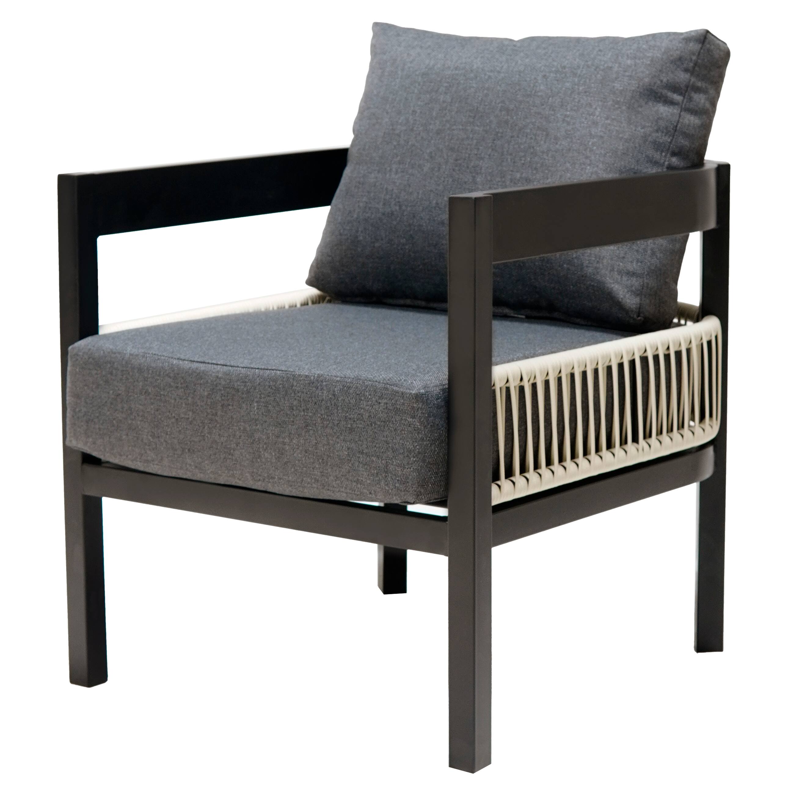 Alt View 7. Siljoy - Multi-Seat Outdoor Iron Sofa Set w/ Table, Rattan Decor, Waterproof & Rustproof, Garden & Lawn - Grey.