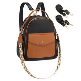 Unique Bargains - Small Backpack Purse for Women PU Leather Mini Backpack Travel Convertible Shoulder Bag with 3 Replaceable Straps - Black