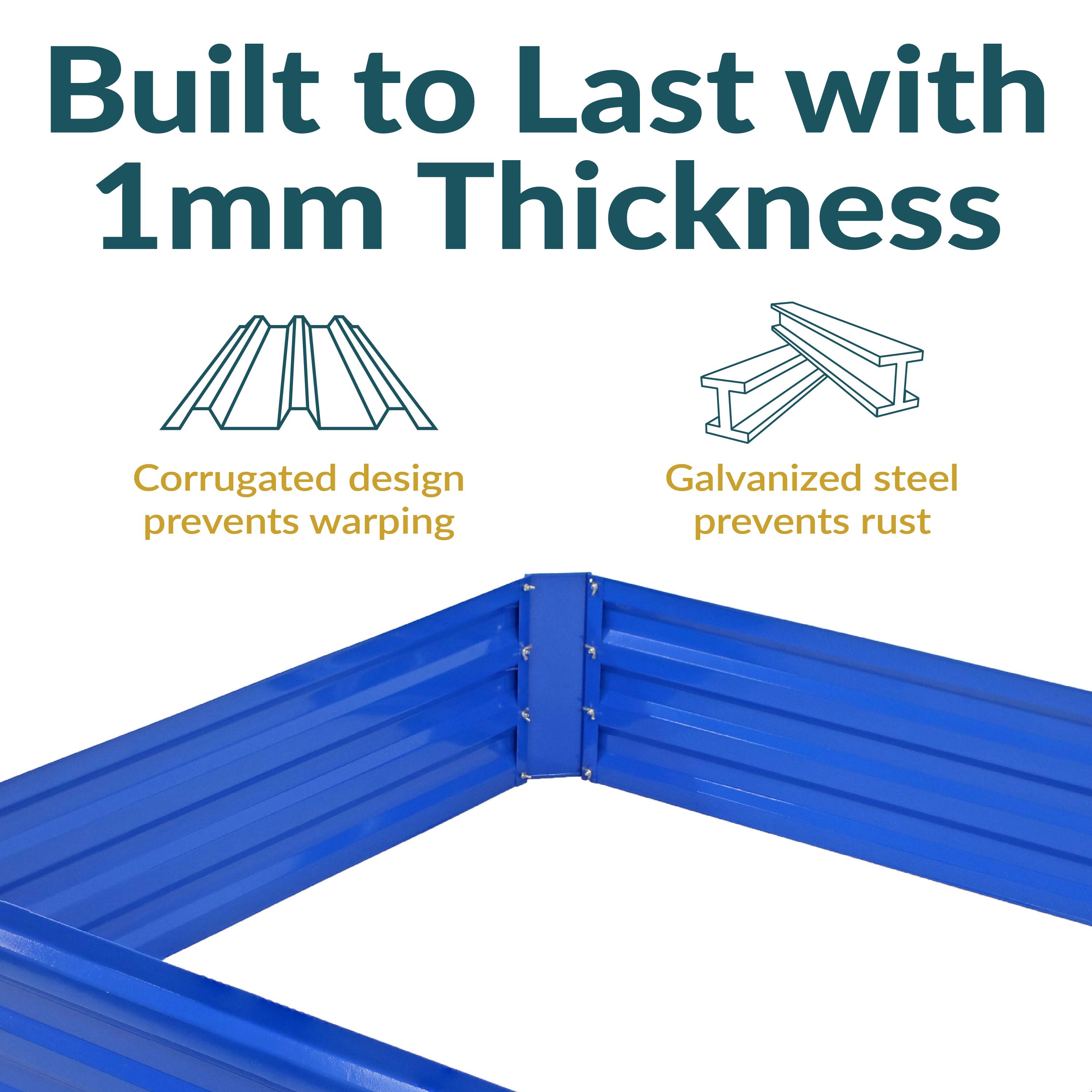 Built to Last with 1mm Thickness

- Corrugated design prevents warping
- Galvanized steel prevents rust