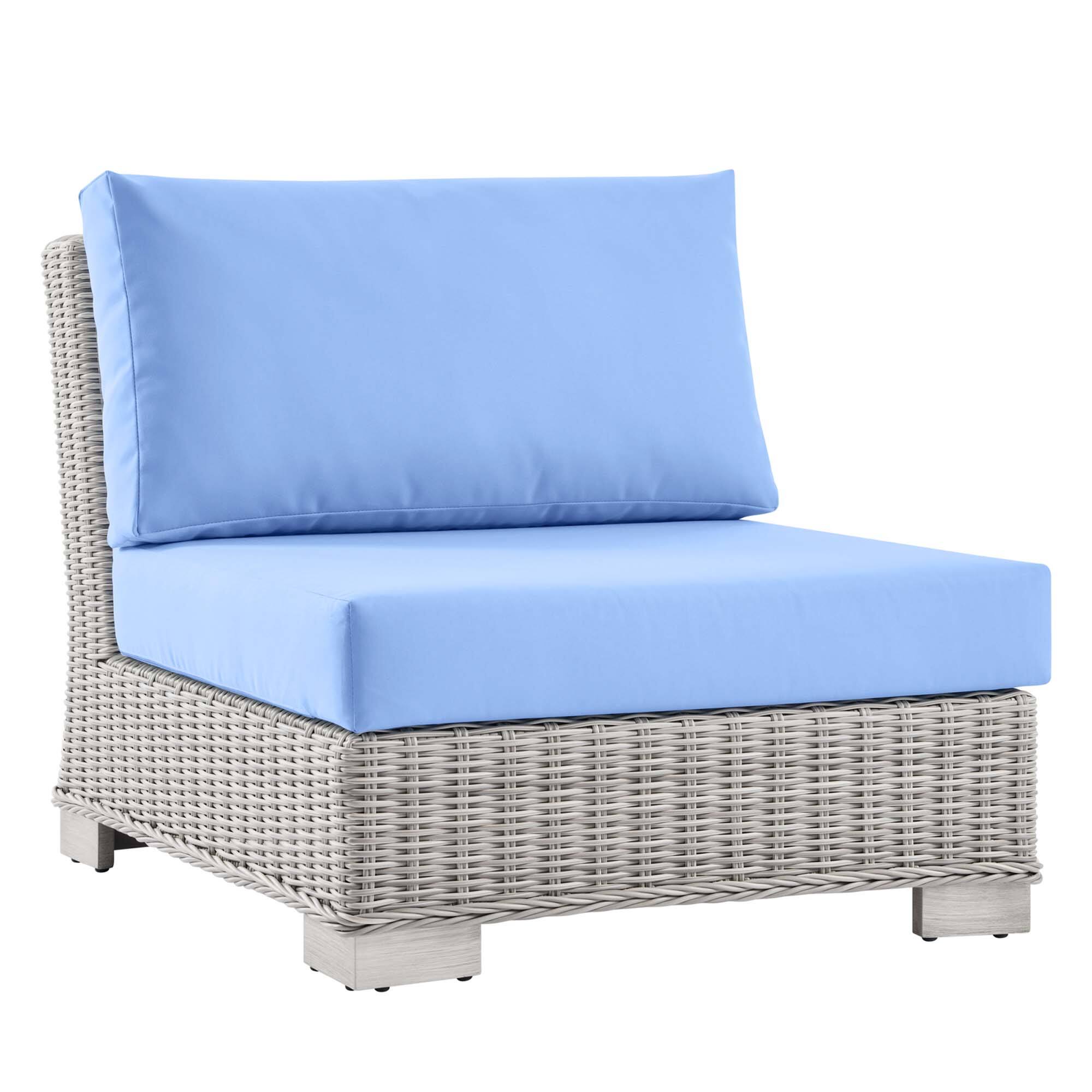 Angle. Modway - Conway Outdoor Patio Wicker Rattan Armless Chair by Modway - Light Gray Light Blue.