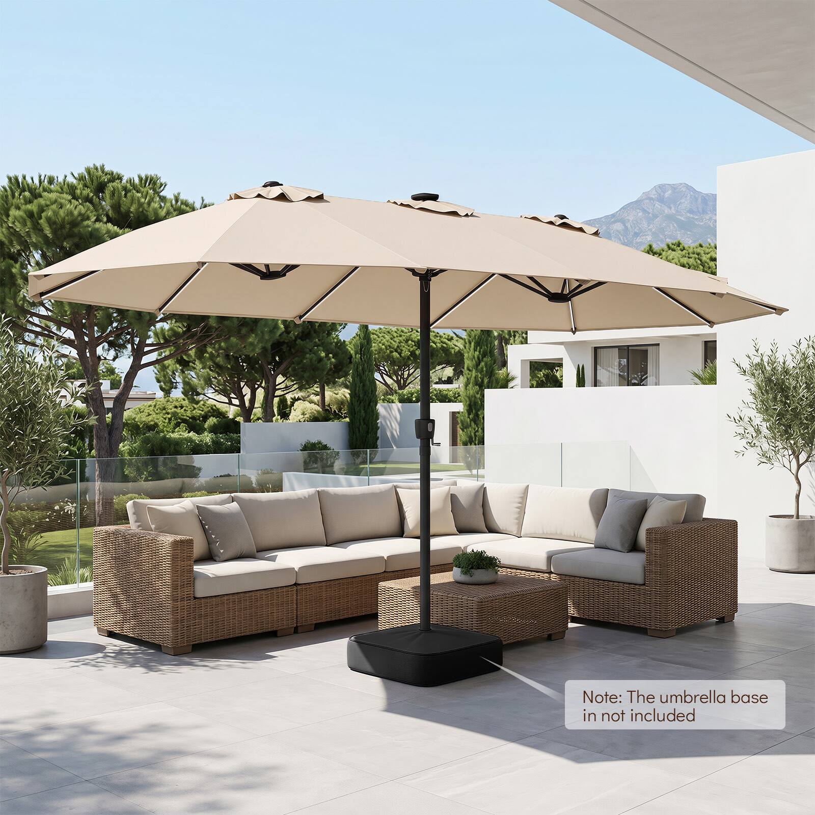 Note: The umbrella base is not included