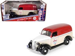 Greenlight - 1939 Chevrolet Panel Truck Chevron Gasolines Red Beige White Hood Stripes Running on Empty Series 7 1/24 Diecast - Red And Beige With White