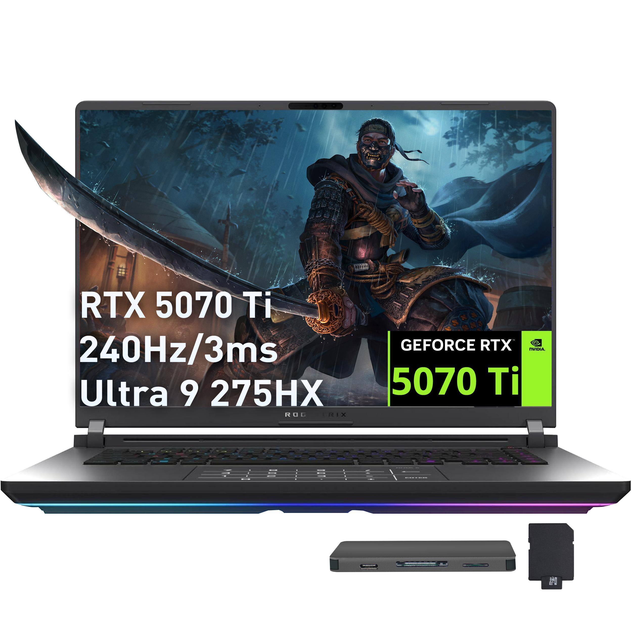 ASUS - ROG Strix 16" Gaming Laptop,Intel Ultra 9 275HX,32GB DDR5,2TB SSD+1TB Dock Set,GeForce RTX 5070 Ti,Win 11 Pro - Gray
