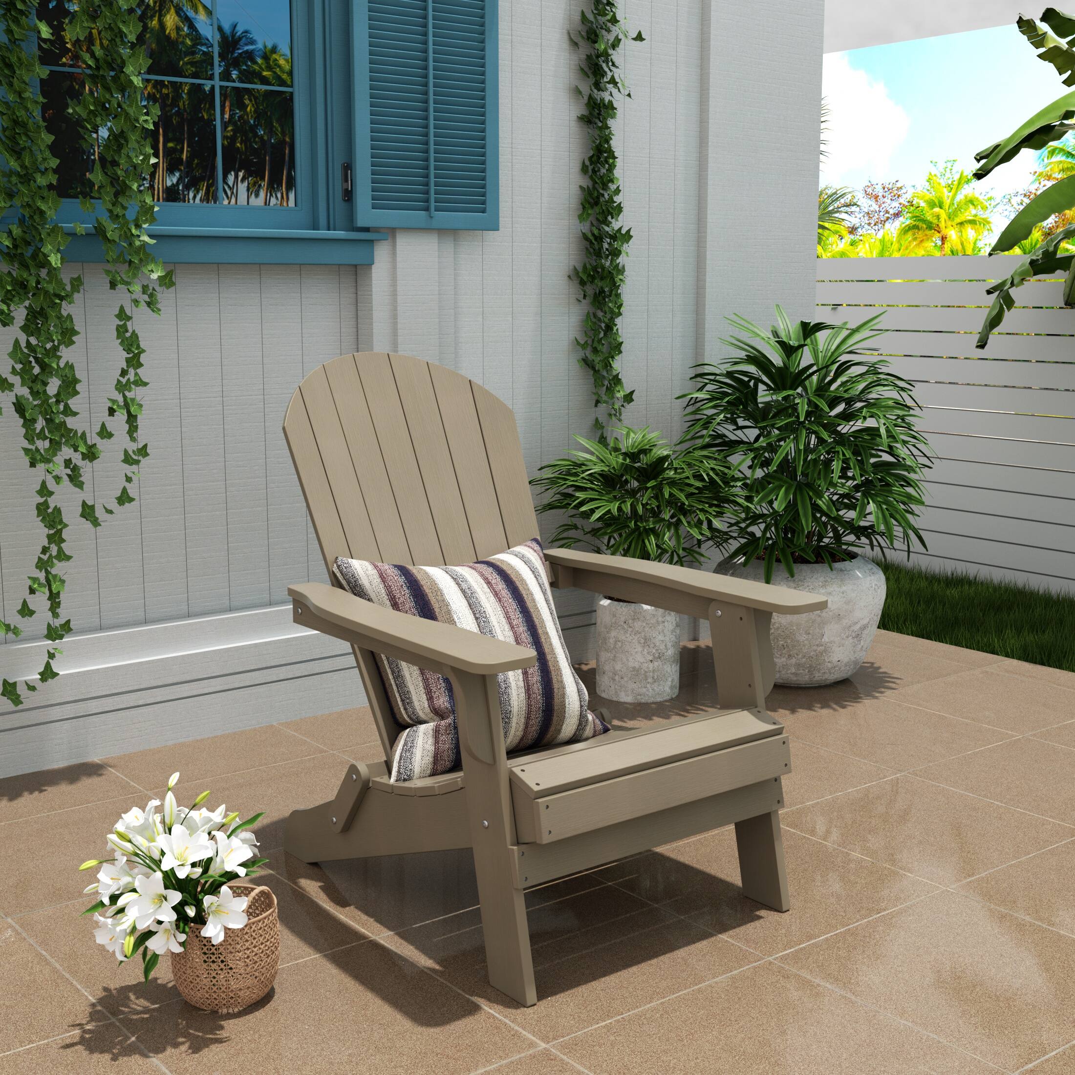 Angle. WestinTrends - WestinTrends Tuscany HIPS Outdoor Patio Folding Adirondack Chair - Taupe.