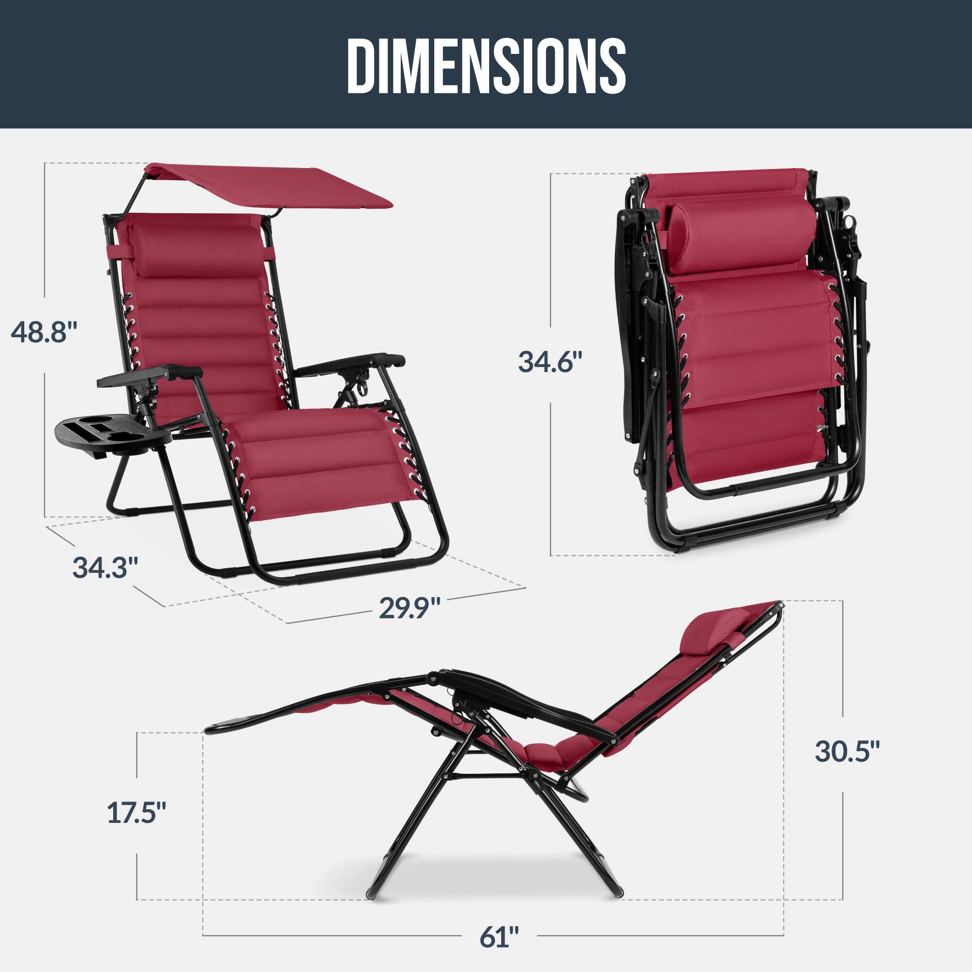 DIMENSIONS

48.8" 34.6" 34.3" 29.9" 30.5" 17.5" 61"