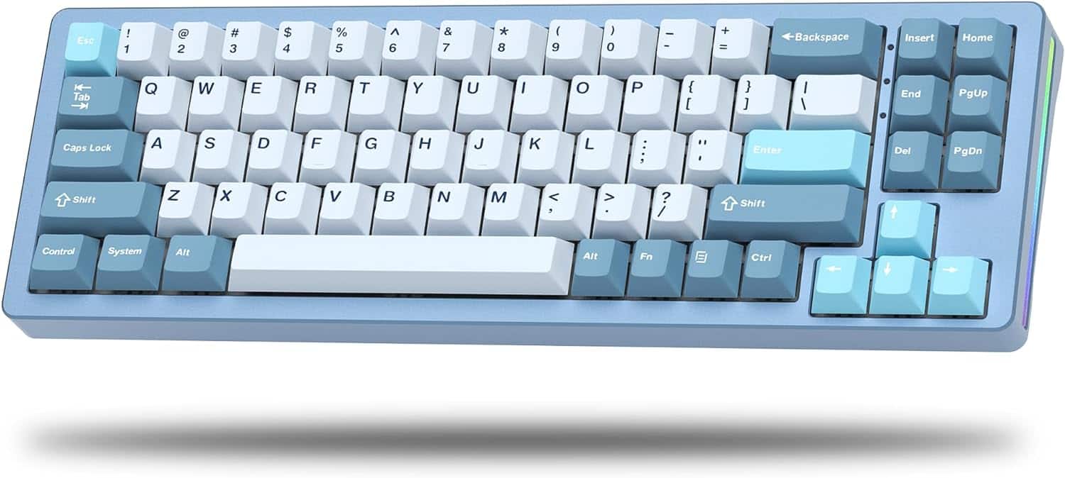 Womier - SK71 75% Gaming Keyboard, Aluminum Alloy Shell Wireless Mechanical Creamy Keyboard - Blue