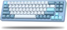 Womier - SK71 75% Gaming Keyboard, Aluminum Alloy Shell Wireless Mechanical Creamy Keyboard - Blue