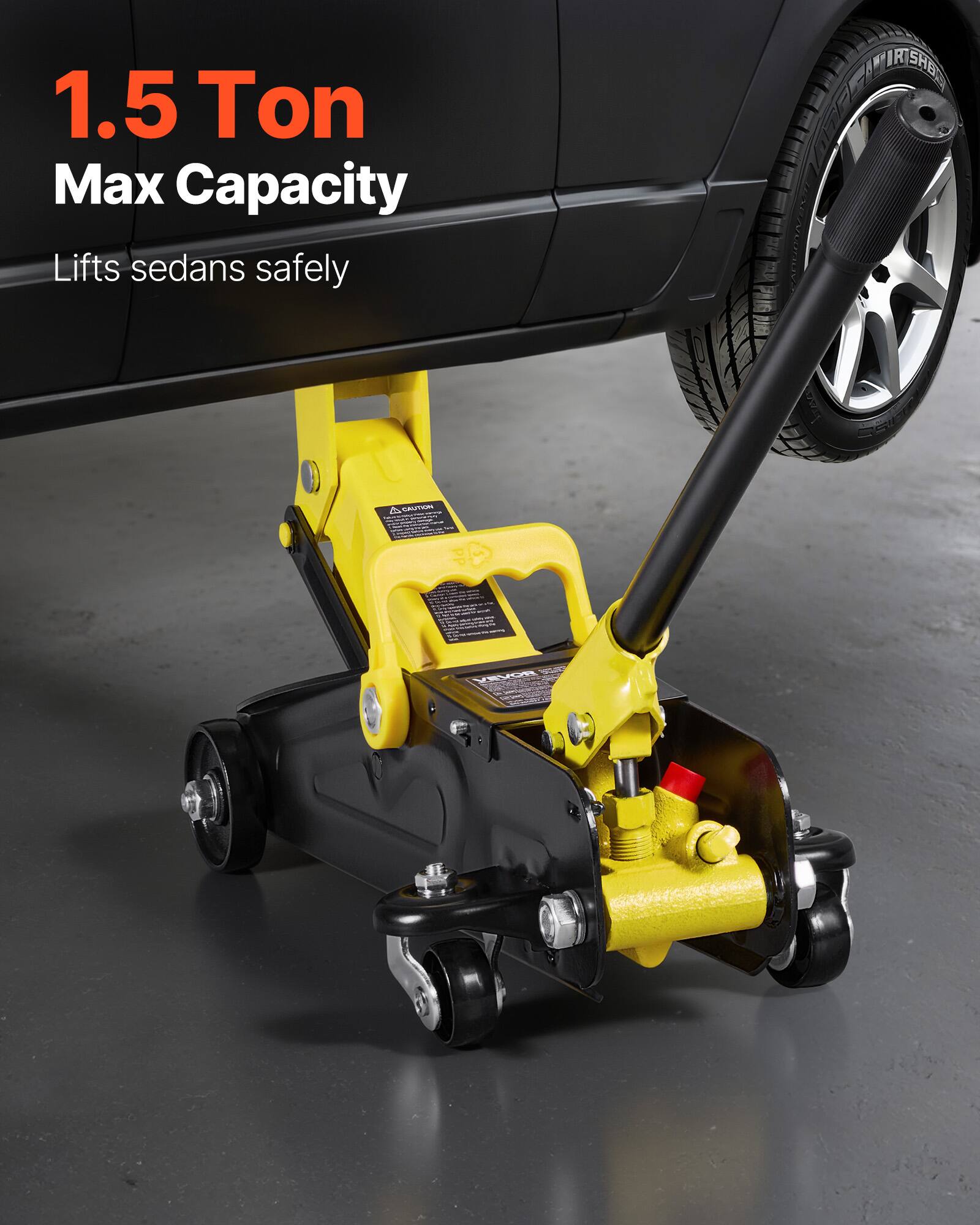1.5 Ton Max Capacity Lifts sedans safely