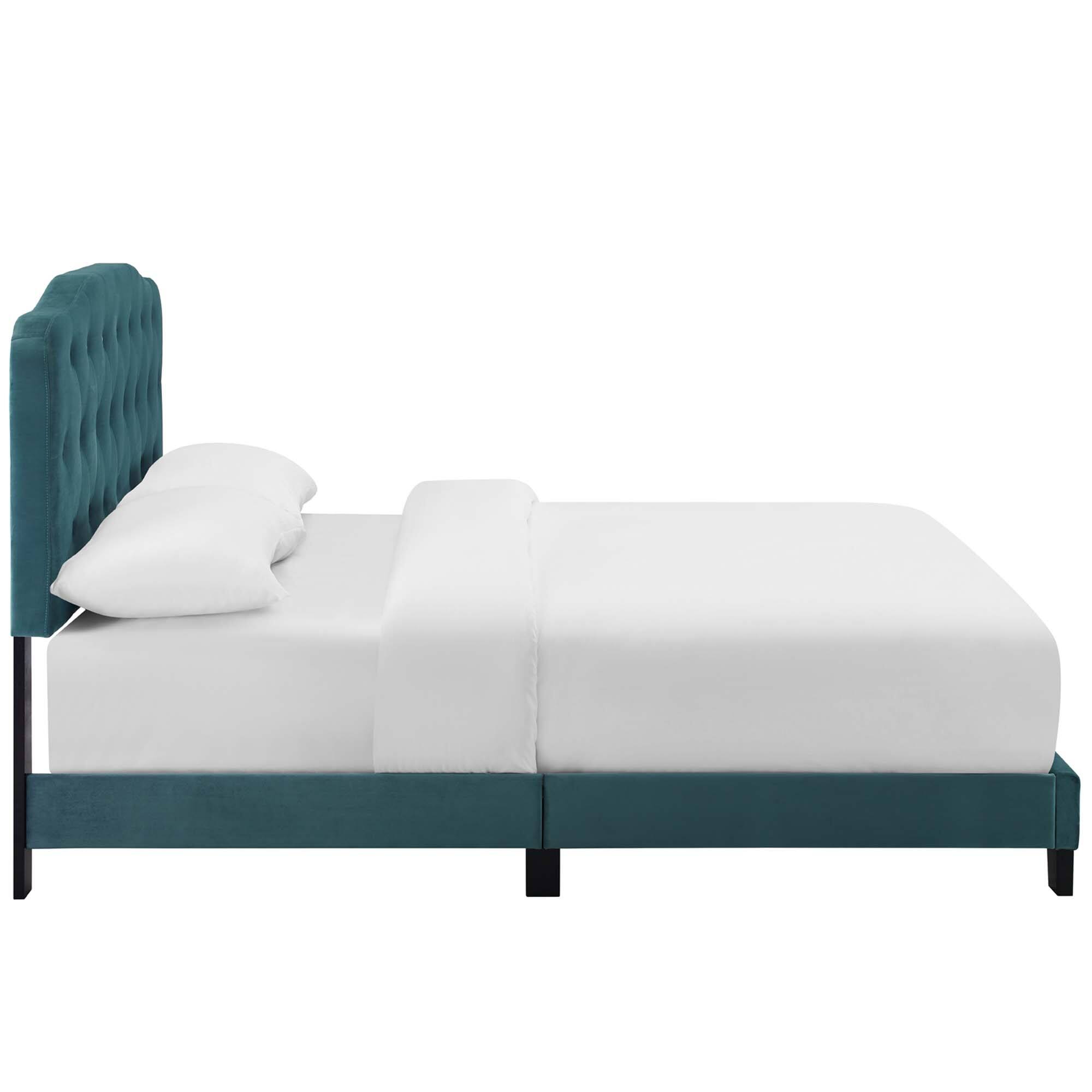 Back. Modway - Loryn Vinyl Full Bed Frame with Round Splayed Legs - White.