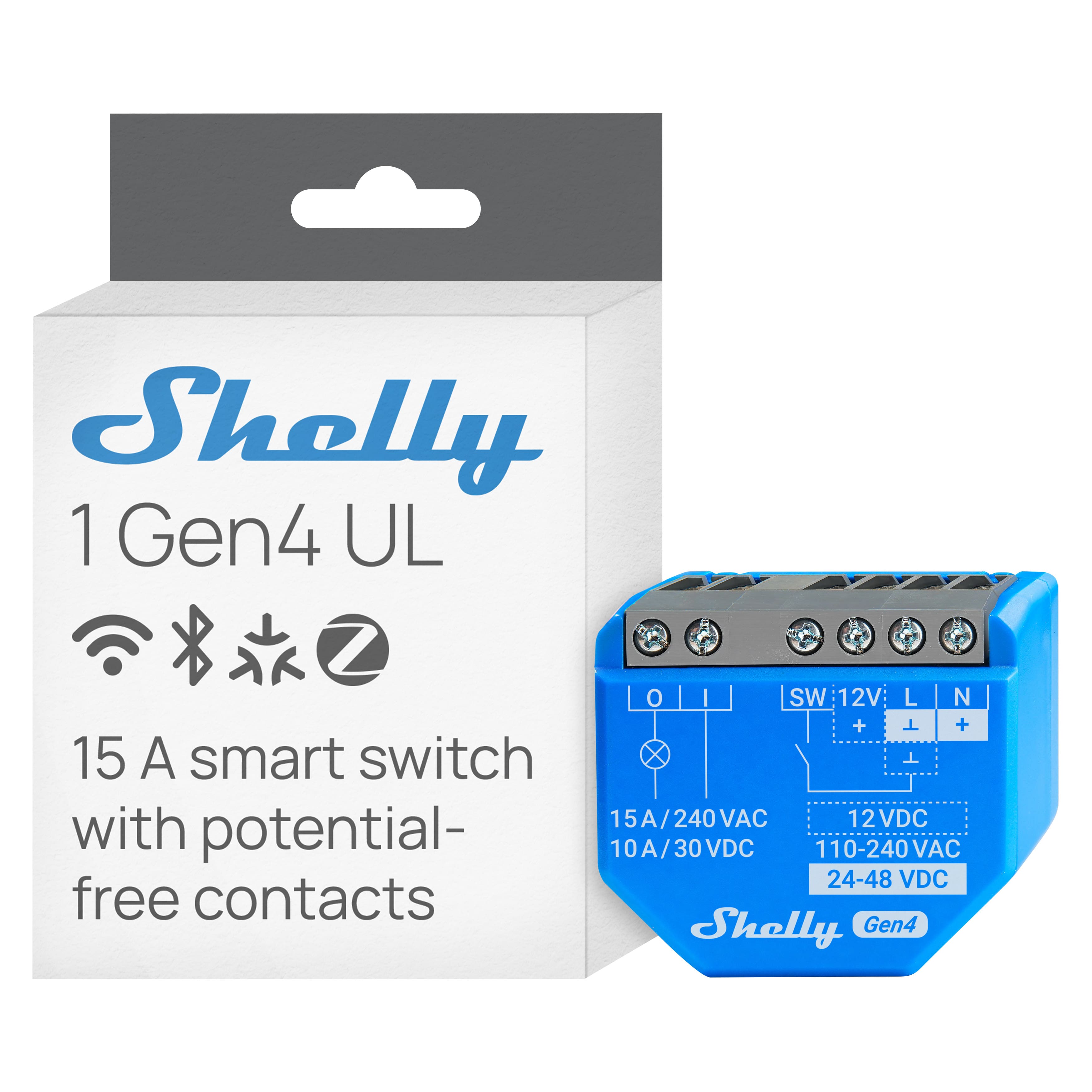 Shelly - 1 Gen4 UL, Wi-Fi, Zigbee & Matter Smart Relay Switch with Dry Contacts, 1-Channel 16A, Home Automation - Blue price history on PriceWatchPro
