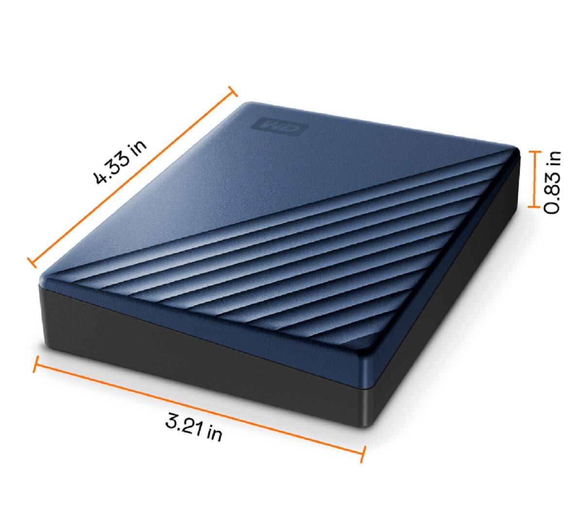 Angle. WD - My Passport Ultra 4TB External USB 3.0 Portable Hard Drive - Blue.