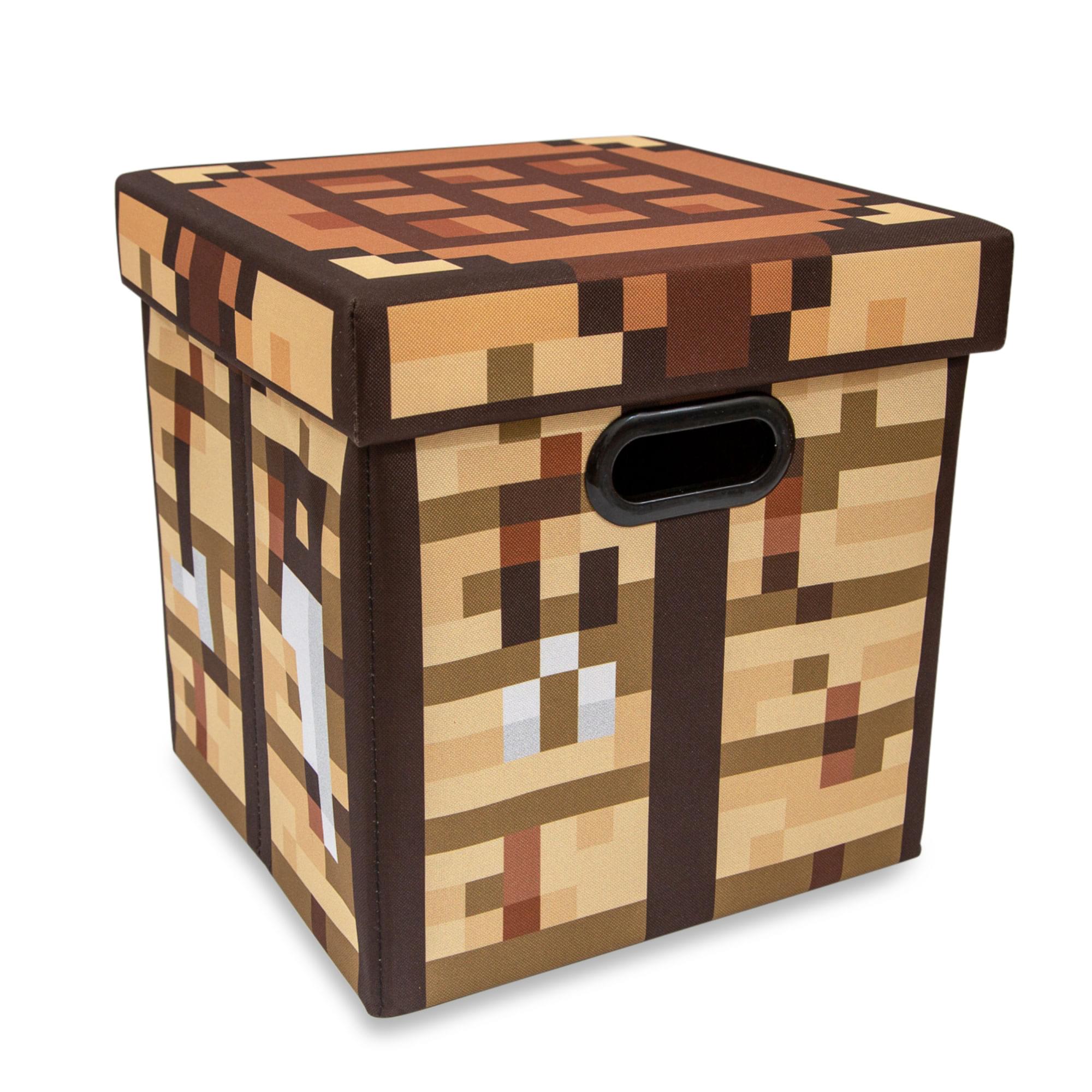 Front. Ukonic - Minecraft Crafting Table Fabric Storage Bin Cube Organizer with Lid | 13 Inches - Brown.