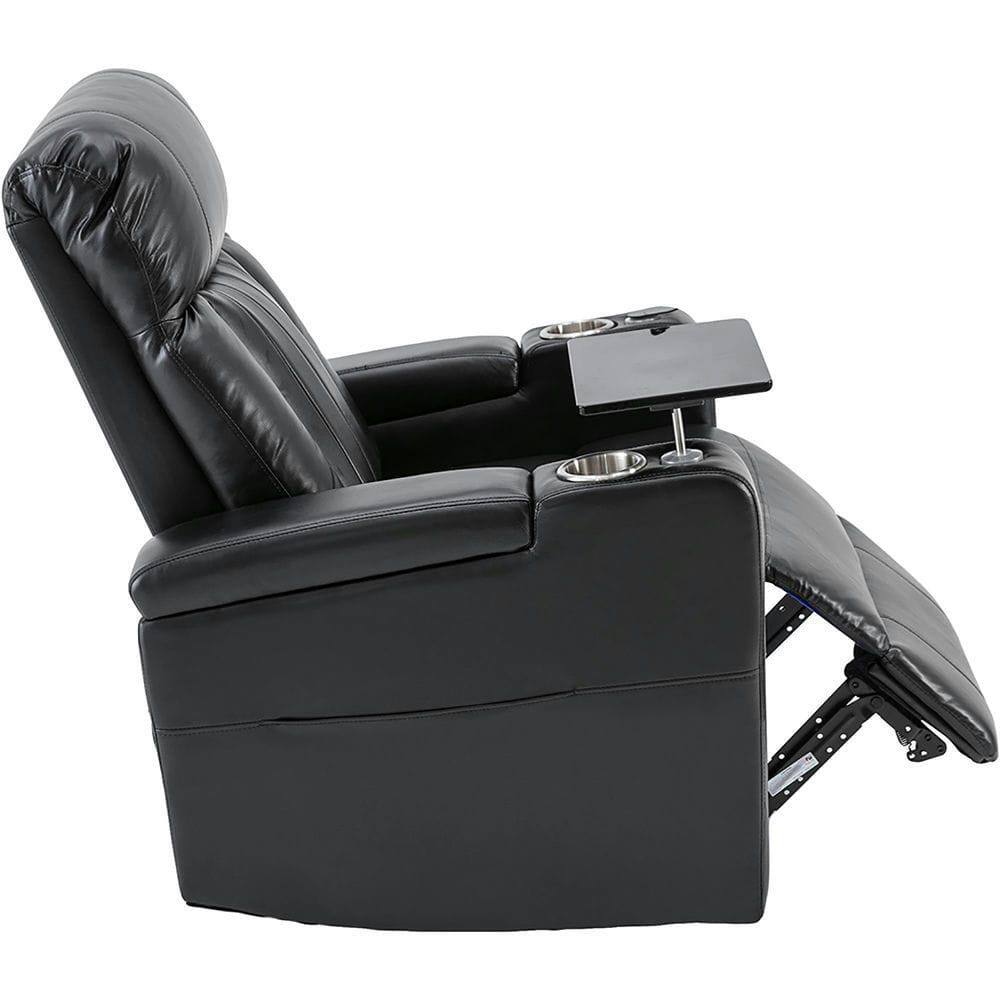 Alt View 8. Kadyn - Premium Power Recliner with Storage Arms, Cupholders, Swivel Tray Table & Phone Stand  - Black - Black.