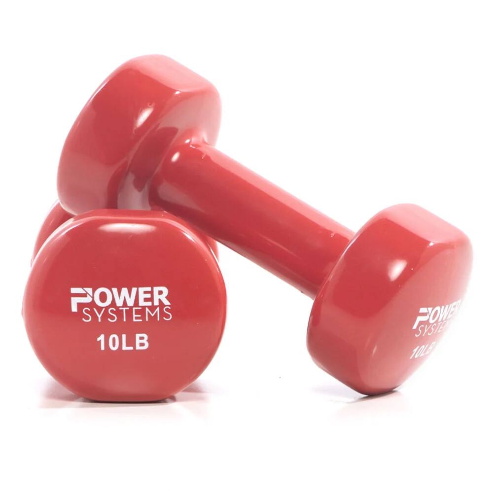 Power Systems - 10 lbs Deluxe Vinyl Dumbbells Set, Pair of Dumbbell Weight with Non-Slip Grip - Red price history on PriceWatchPro