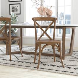 Emma + Oliver - 2-pack X-Back Chair - Dark Natural