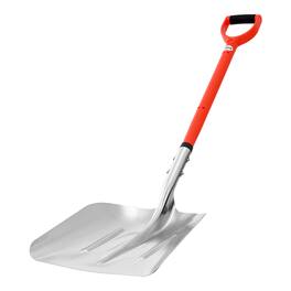 VEVOR - Snow Shovel for Driveway, 14 in Wide Aluminum Alloy Snow Shovel with D-shaped Handles, Large Capacity Snowplow Shovels - Silver+Orange