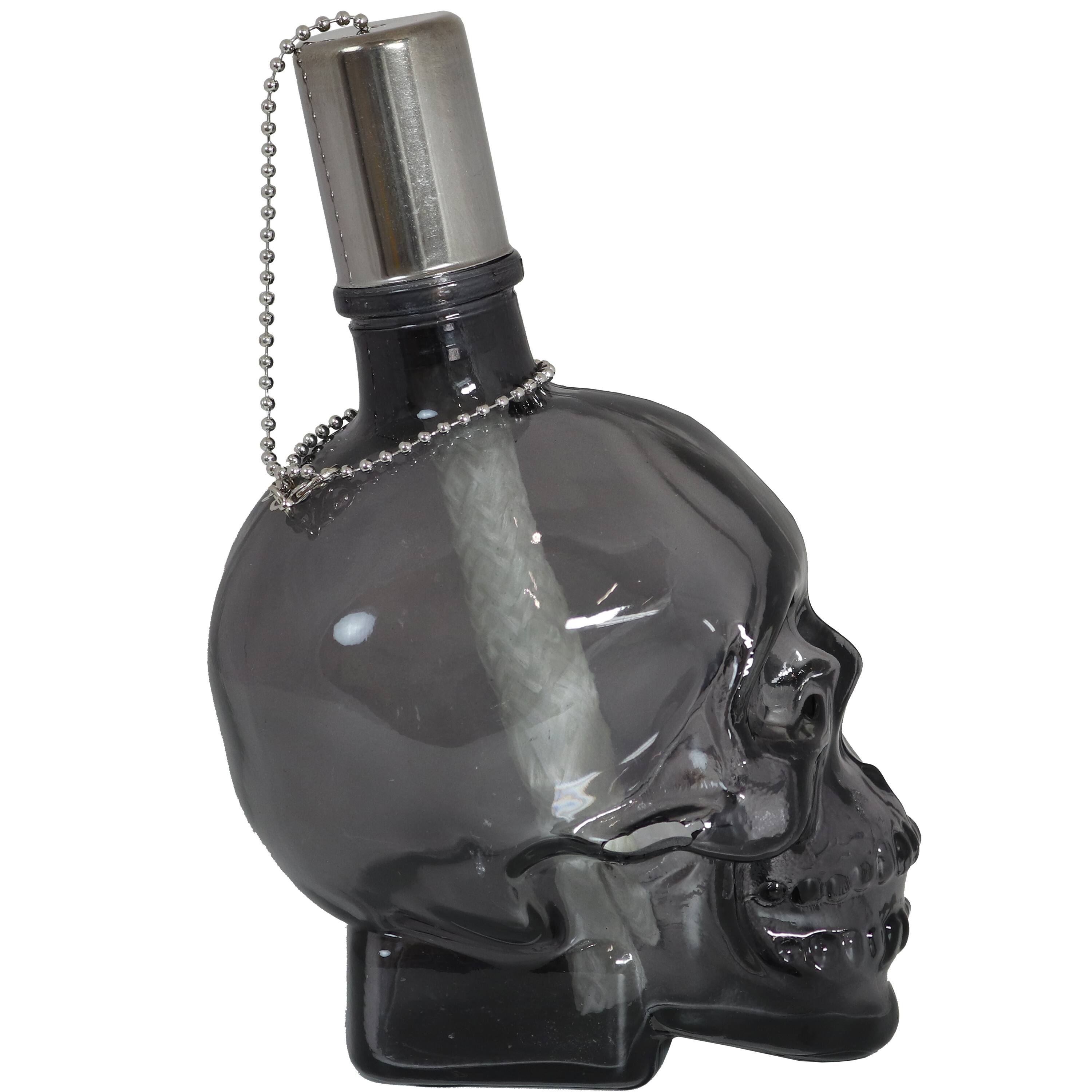 Alt View 8. Sunnydaze - Glass/Aluminum Grinning Skull Tabletop Torches - Set of 4 - Black.