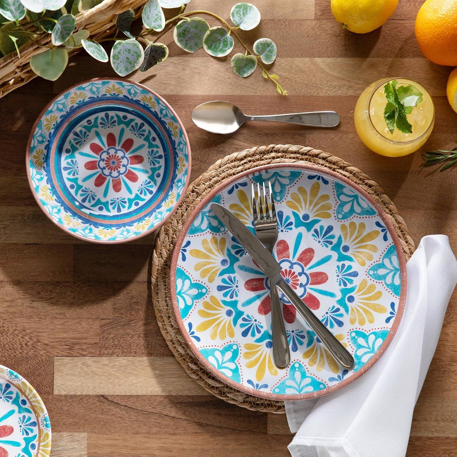 Alt View 4. Larder & Vine - 12-Piece Viva Dinnerware Set for 4, Made from 100% BPA-Free Melamine - Mesa.