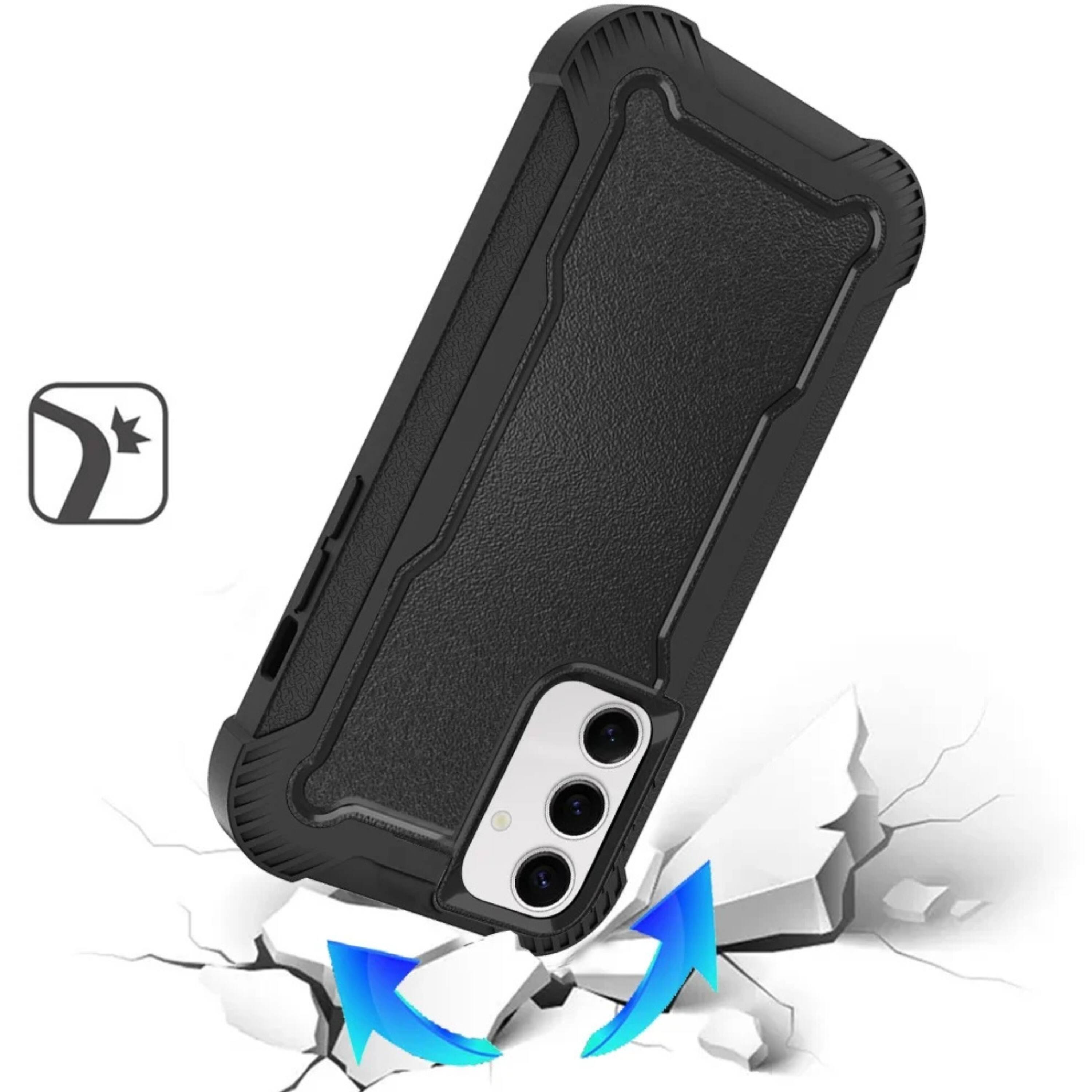 Left. Kitcheniva - Shock Absorbent Thick Case For Samsung S25 Plus S24 Plus Rugged Design Black - Black.
