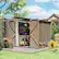 Alt View 1. Outsunny - x 9' Outdoor Storage Shed, Lean to Metal Shed with Foundation Kit, Lockable Doors and Gloves for Patio.