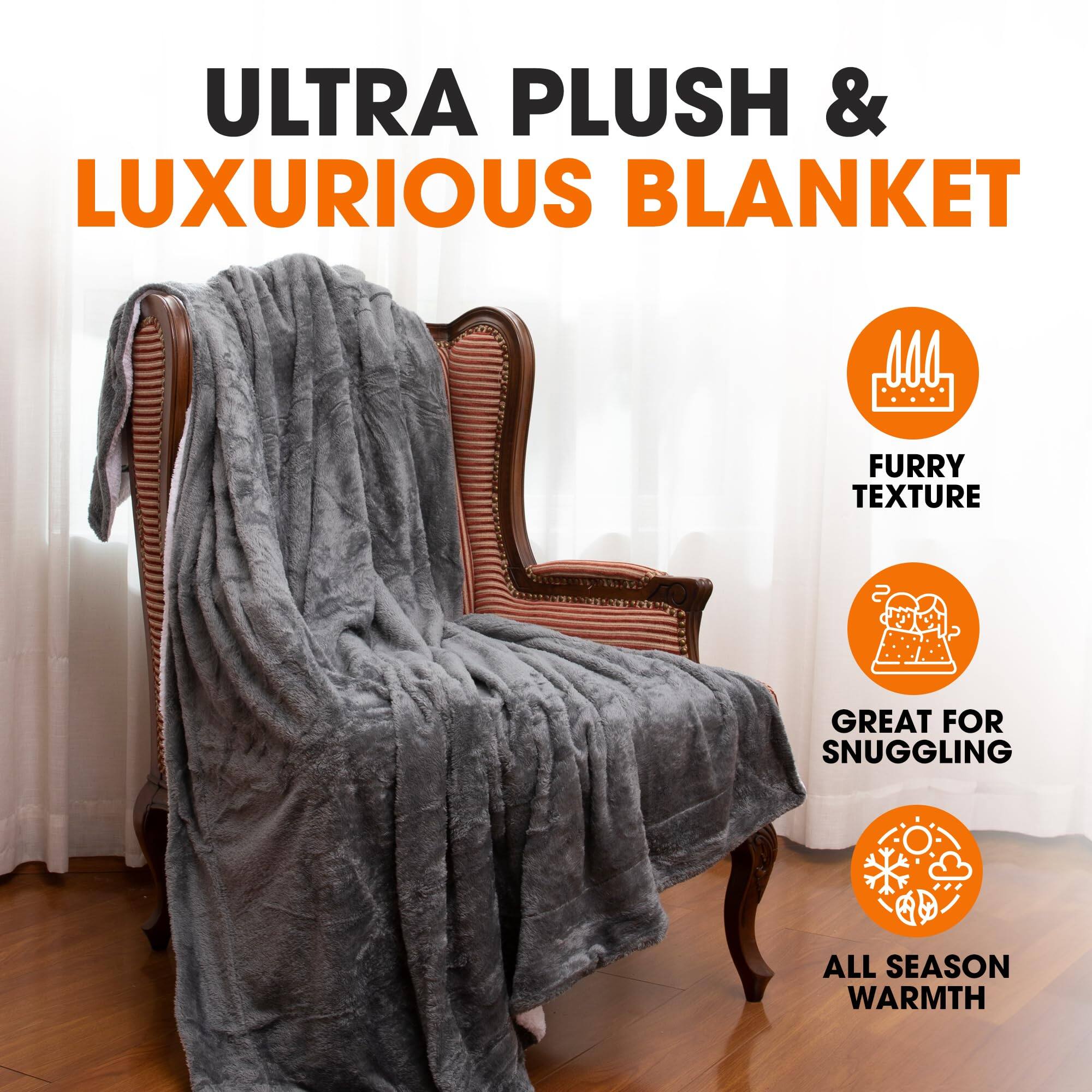 ULTRA PLUSH & LUXURIOUS BLANKET

FURRY TEXTURE

GREAT FOR SNUGGLING

ALL SEASON WARMTH