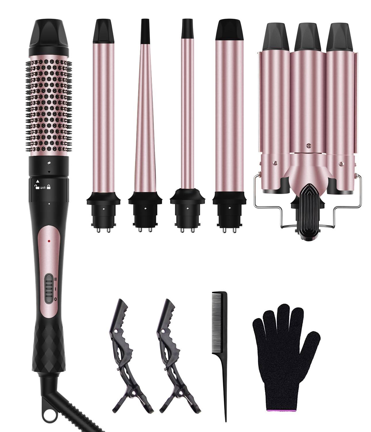 6 in 1 Curling Iron With Curling Brush
