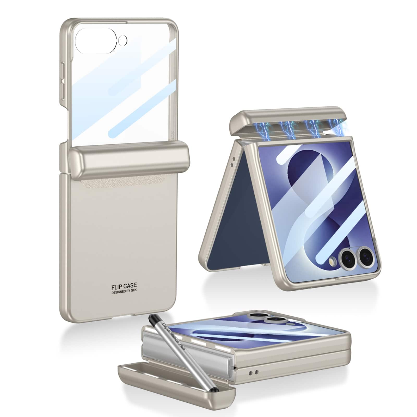 Dteck - For Samsung Galaxy Z Flip8 Rugged Case with Stylus Pen,Built-in Screen Protector Magnetic Hinge Protection Cover - Titaniumgray price history on PriceWatchPro