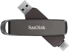 Front. SANDISK - SANDISK 256GB Extreme PRO Dual Drive - 1,000MB/s, USB-C & USB-A, High-Performance Flash Drive - SDDDE1-256G-G46 - Black.