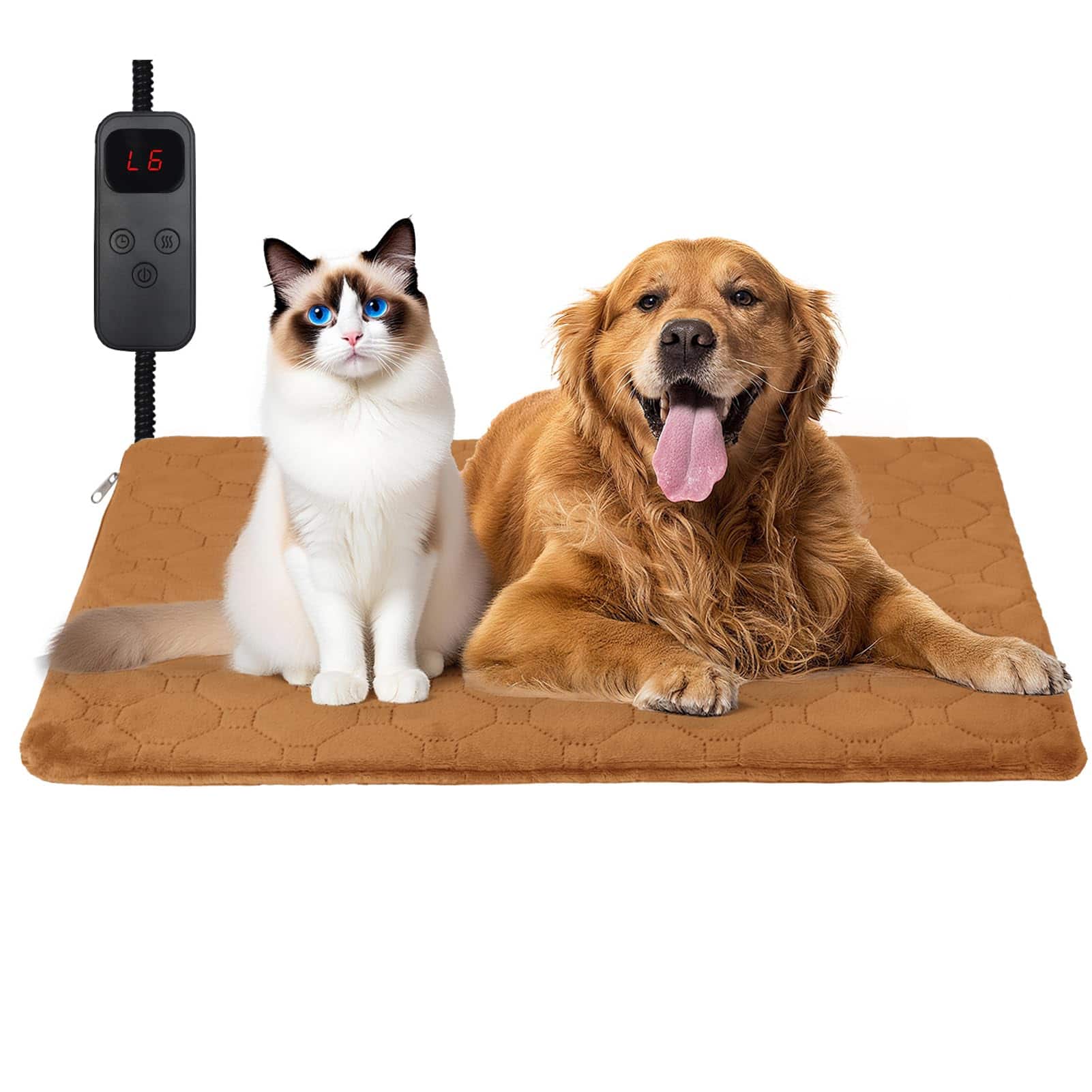 Reds Spade - Cat Heating Pad 6 Adjustable Temperature 5 Timer Options 15 7 X 27 5 Pet For Cats Dogs Waterproof Indoor Ou - Brown L (15.7'' × 27.5'')