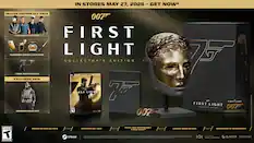 IN STORES MAY 27, 2026 - GET NOW*
DELUXE EDITION DLC PACK
- 3 EXCLUSIVE OUTFITS
- GLEAMING GADGET SKIN PACK
- 1 NEW WEAPON SKIN
- EXCLUSIVE SKIN
- OBLIVION GOLD SUIT
COLLECTOR'S EDITION
- PC DELUXE EDITION
- STEEL CASE WITH MAGNET
- LIFESIZE MASK REPLICA
- CERTIFICATE OF AUTHENTICITY
007 FIRST LIGHT
STEAM
ESRB TEEN
MGM STUDIOS
GLACIER
DELPHI