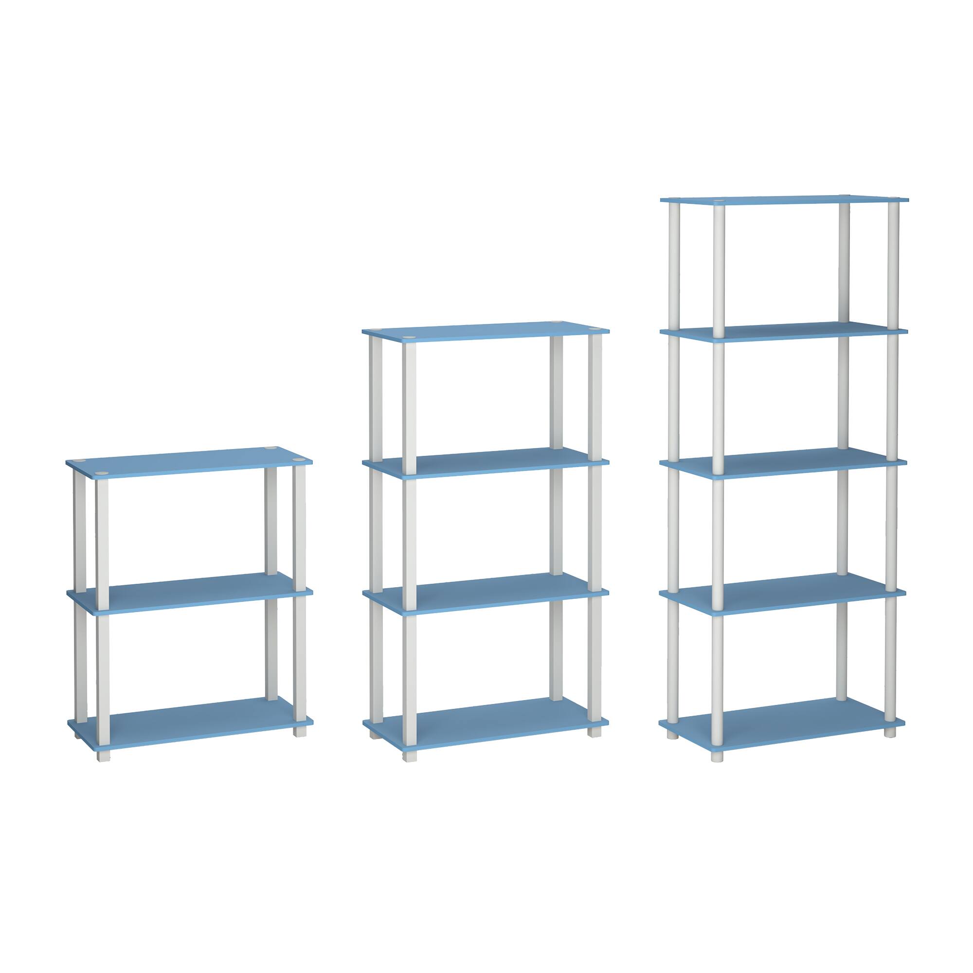 Alt View 4. HOMLUX - 5-Tier 57.4" Open Shelf Bookcase Compact Storage Bookshelf for Living Room Bedroom Office Blue & White - Blue & White.