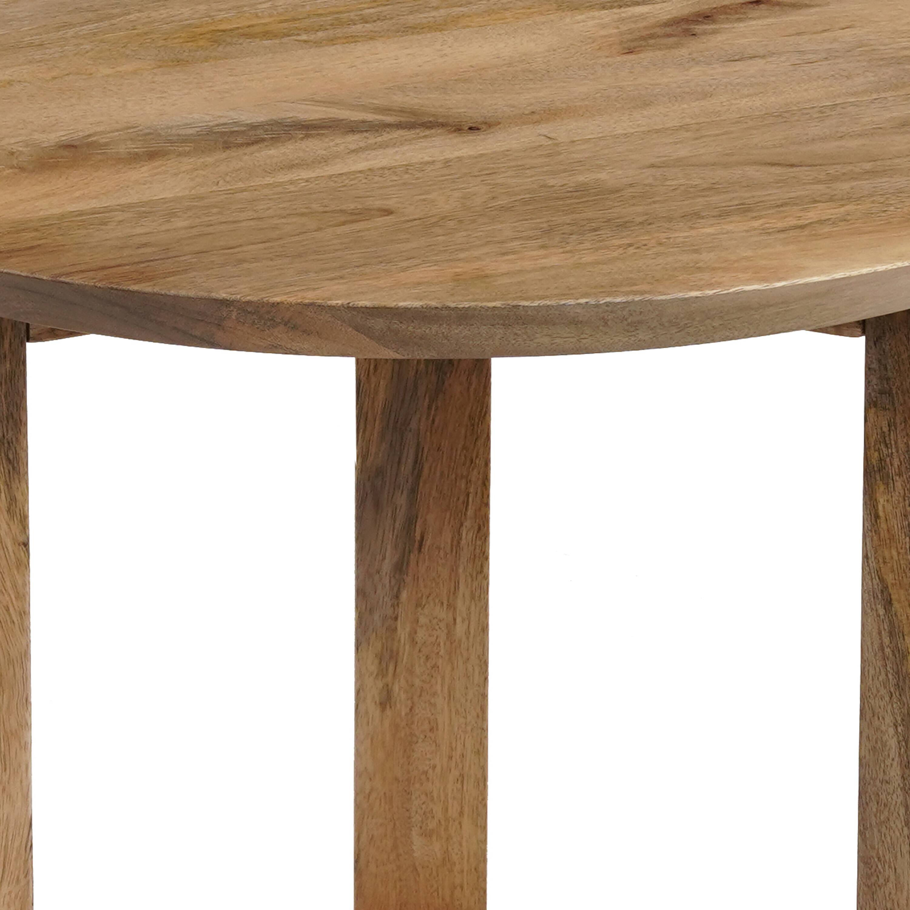 Alt View 3. Manhattan Lane - Nina 18.5" Round Handcrafted Side End Table | Natural Brown Mango Wood - Brown.