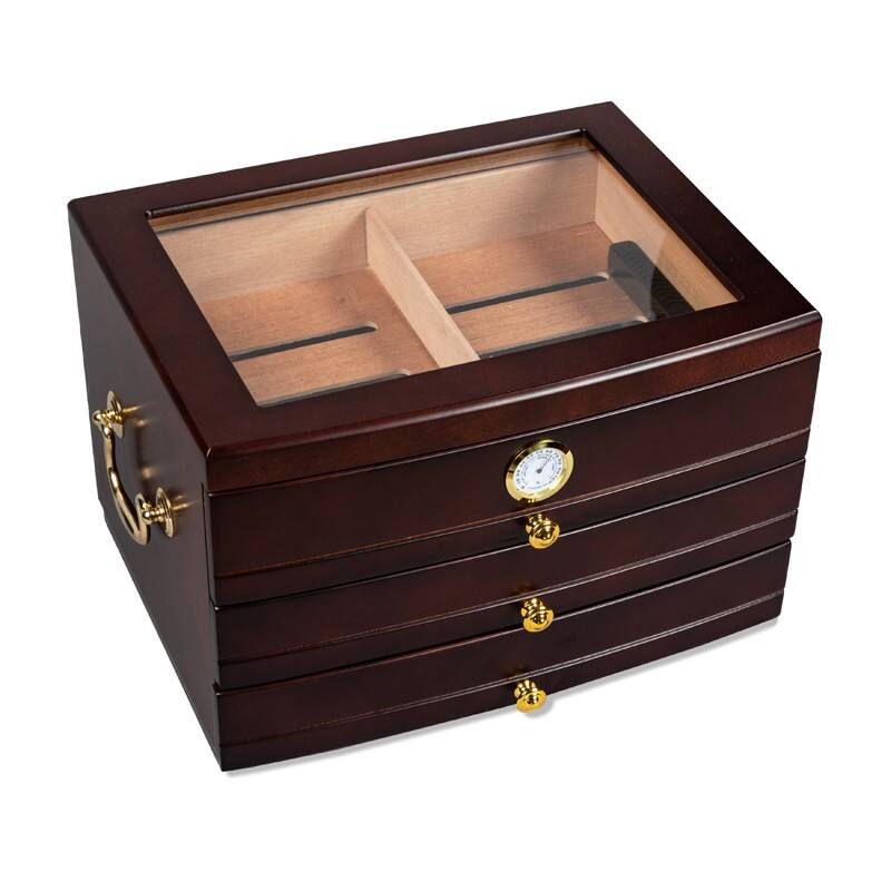Left. Prestige - Richmond Cigar Humidor - Rich Dark Mahogany Finish.