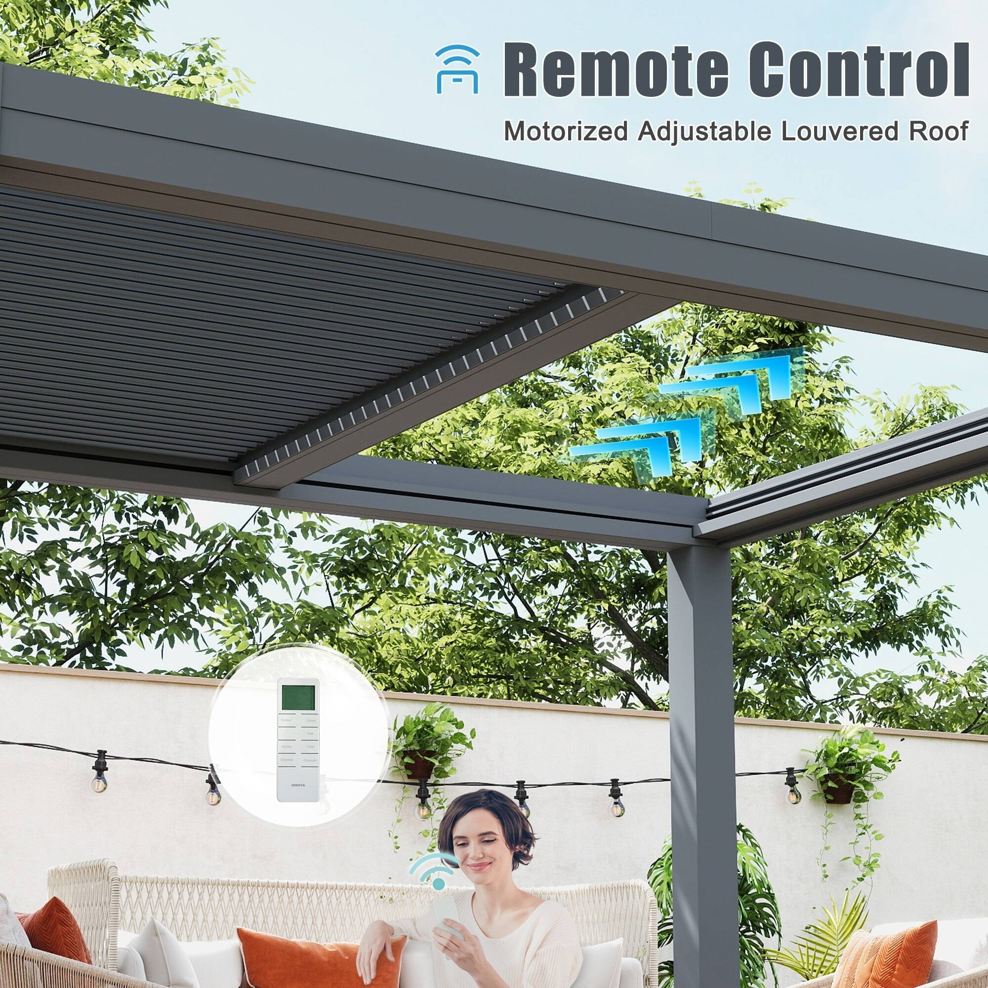 Remote Control  
Motorized Adjustable Louvered Roof