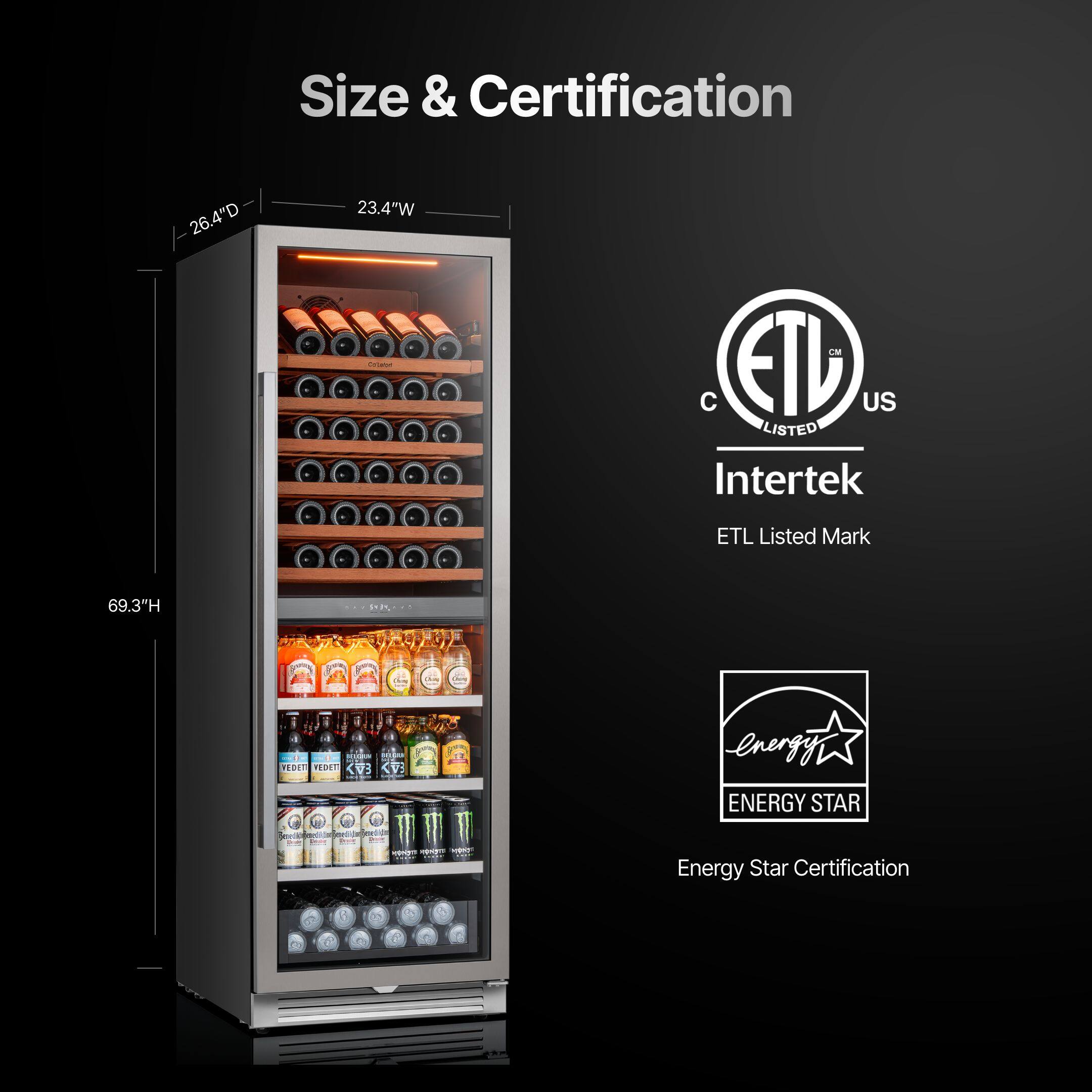 Size & Certification

- 26.4"D
- 23.4"W
- 69.3"H

Certifications:
- ETL Listed Mark (Intertek)
- Energy Star Certification