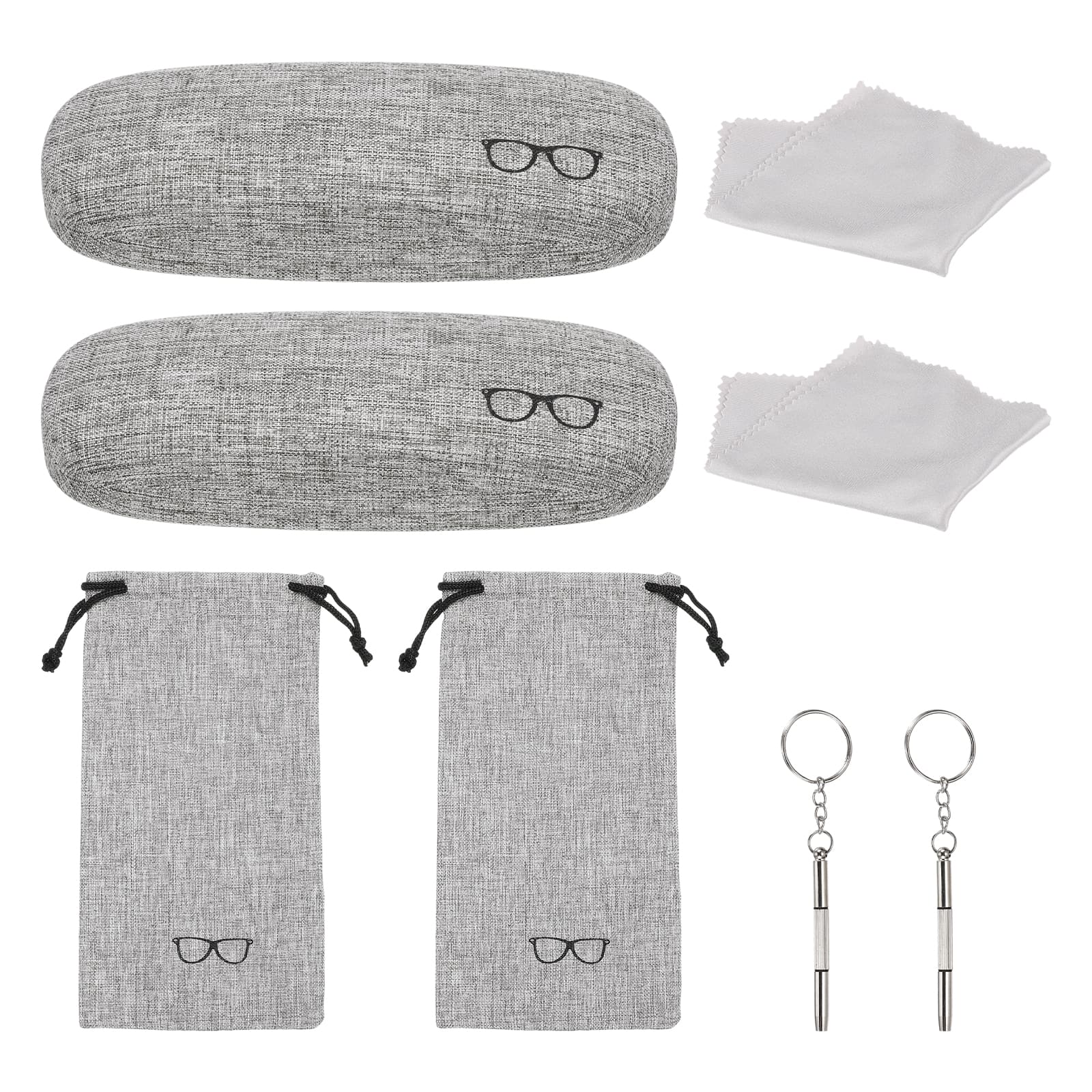 Unique Bargains - 1 Set Hard Shell Glasses Case Kit, Linen Fabric Sunglass Organizer w/ Storage Bag & Soft Cloth for Women/Men - Gray price history on PriceWatchPro