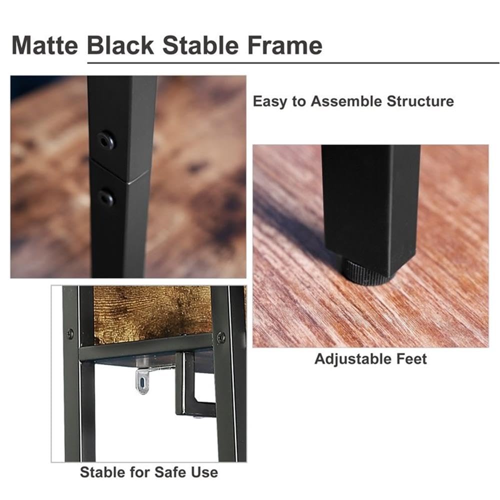 Matte Black Stable Frame  
Easy to Assemble Structure  
Adjustable Feet  
Stable for Safe Use