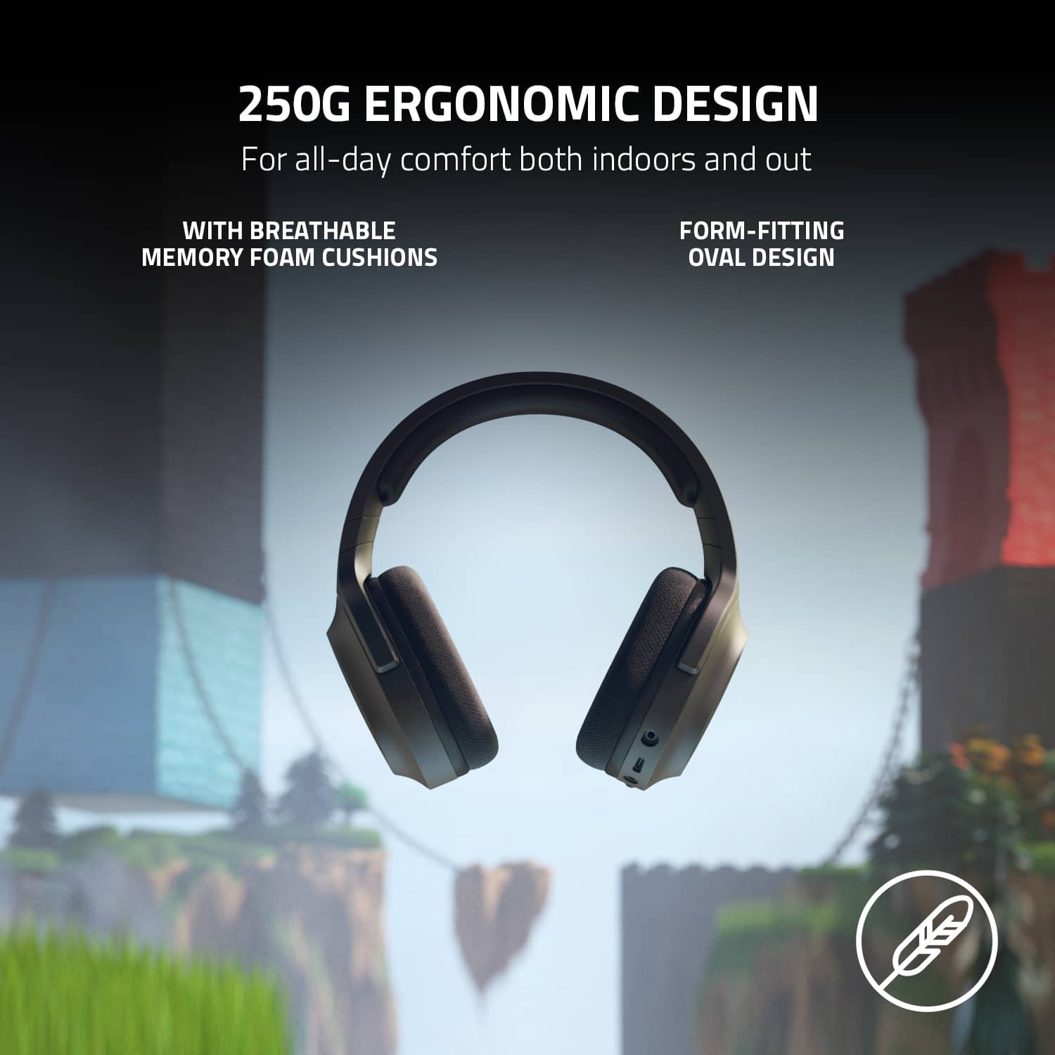 "250G Ergonomic Design: For all-day comfort both indoors and out, with breathable memory foam cushions and a form-fitting oval design."