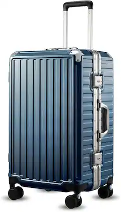 LUGGEX - 24 Inch Aluminum Frame Zipperless Polycarbonate Spinner Hard Shell Suitcase - ZX-Core - Blue