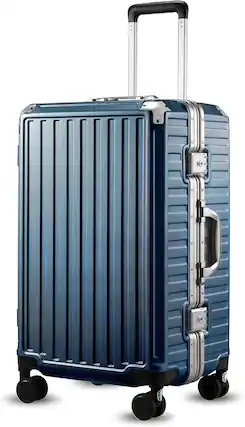 Front. LUGGEX - LUGGEX 24 Inch Aluminum Frame Zipperless Polycarbonate Spinner Hard Shell Suitcase - ZX-Core - Blue.