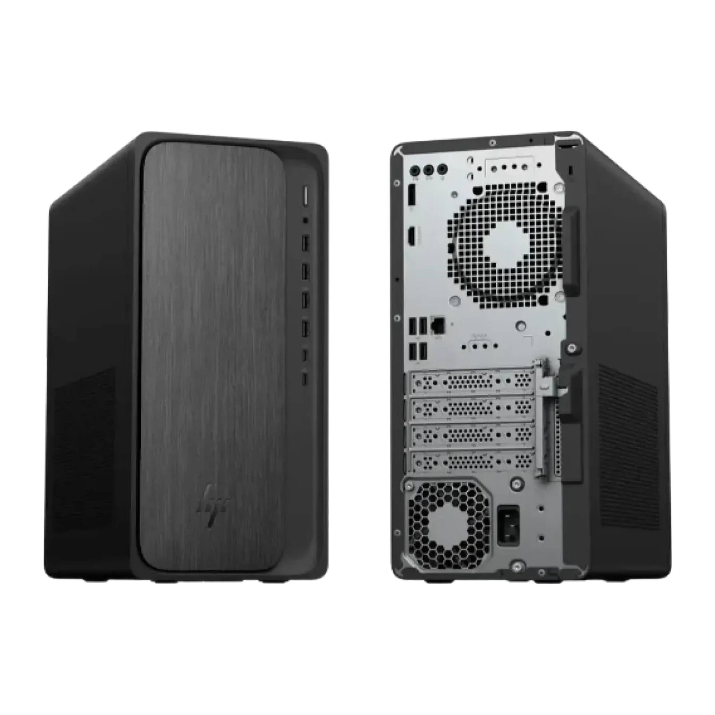 Alt View 4. HP - HP OmniDesk Desktop, AMD Ryzen 7 8700G, AMD Radeon 780M, 32GB RAM, 1TB SSD, Keyboard & Mouse, Win 11, Black - Black.