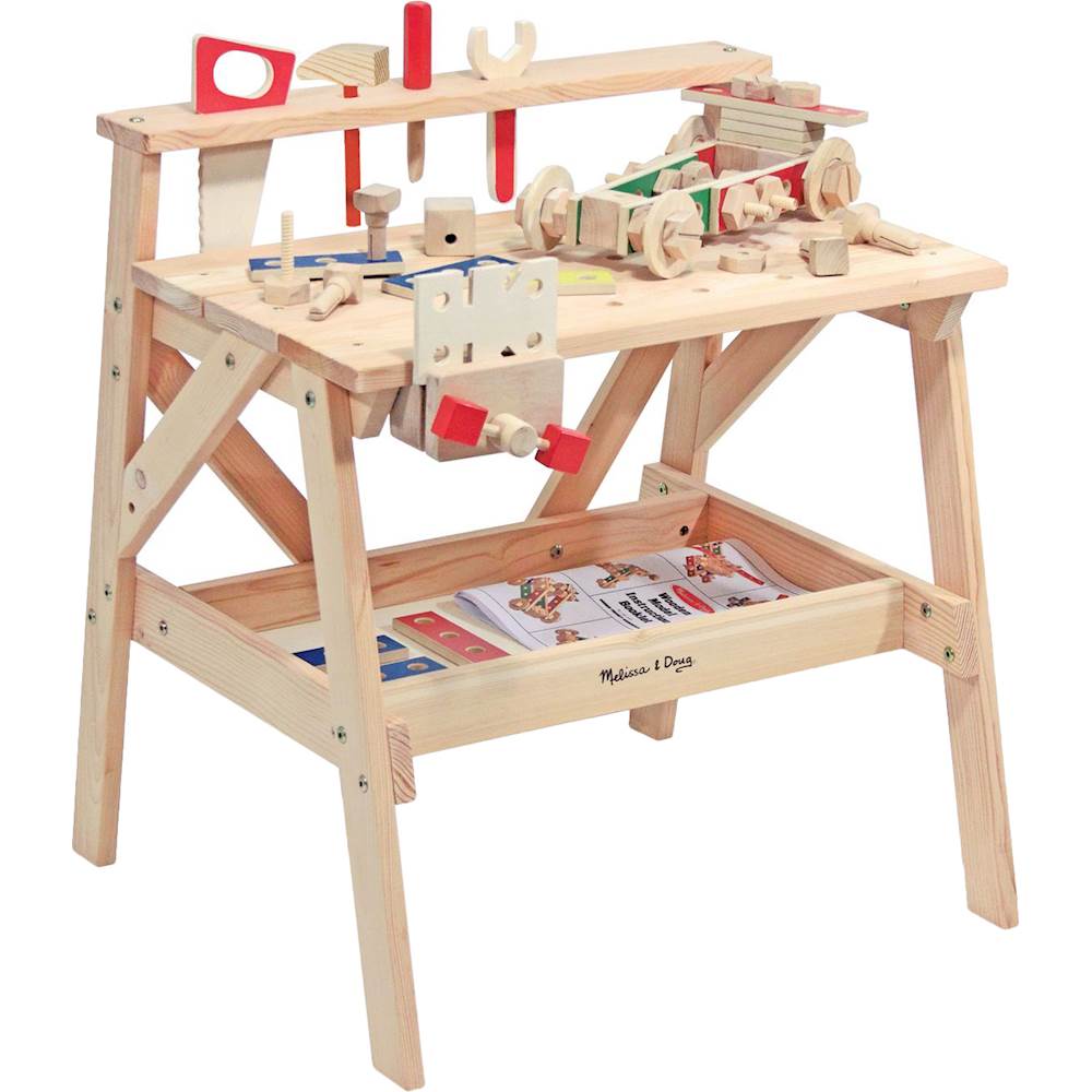 Angle View: Melissa & Doug Solid Wood Project Workbench Play Building Set
