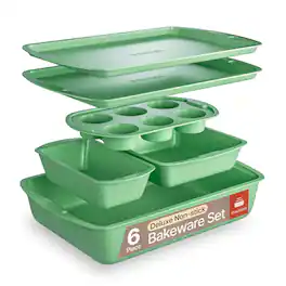 Bakken- Swiss - BAKKEN Kitchen Baking Pan Set - Nonstick Marble Coating, Commercial Grade Carbon Steel Bakeware Sets, Baking Kitch - Green