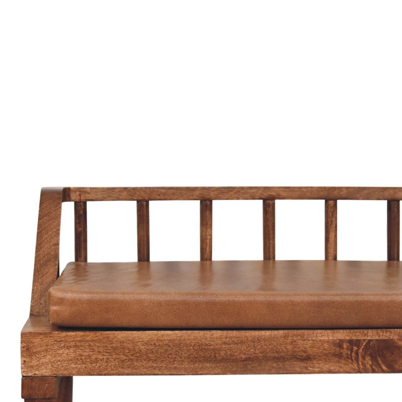 Back. Artisan Furniture - Artisan Furniture Solid Wood Bordeaux Leather Bench, Brown - Brown.