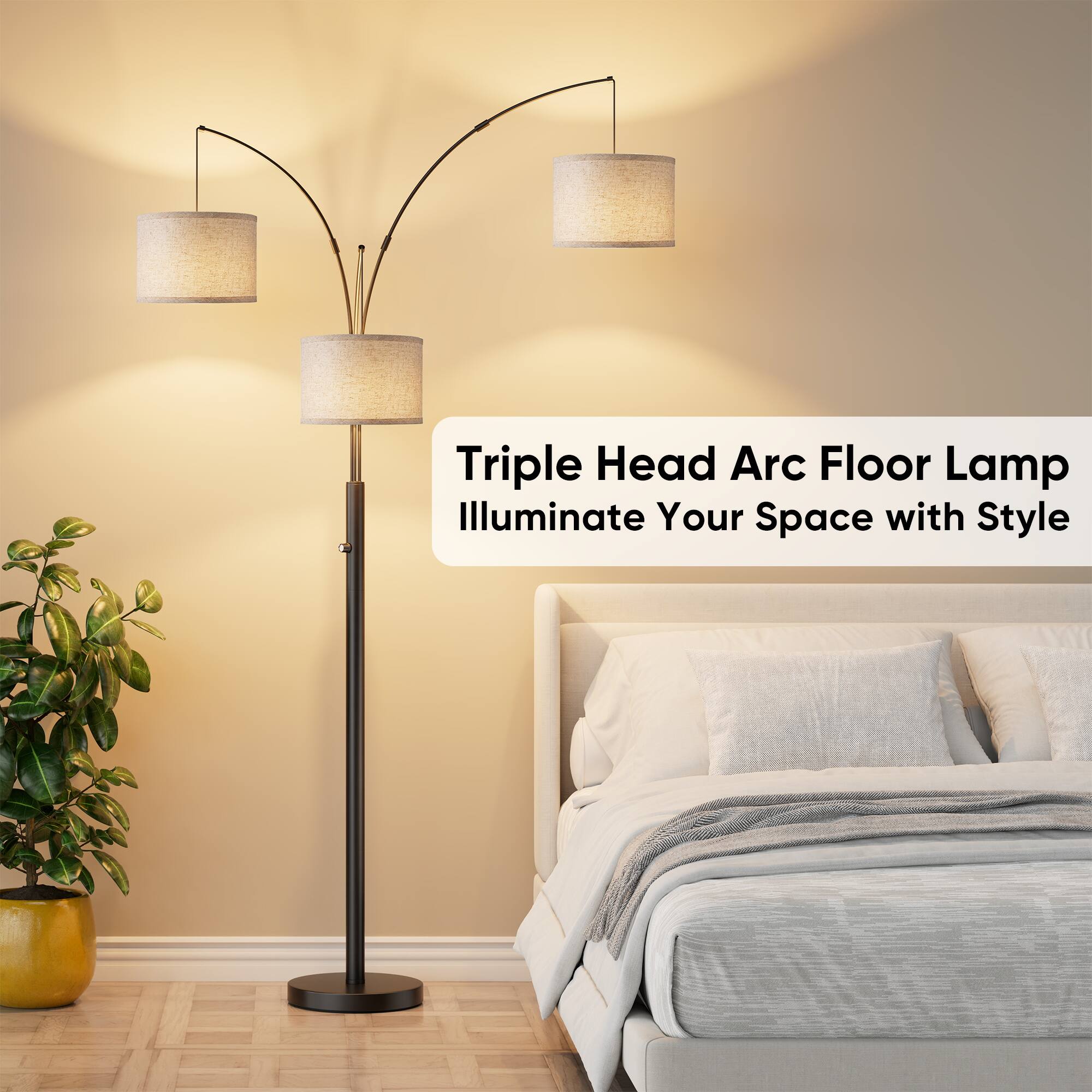 Triple Head Arc Floor Lamp  
Illuminate Your Space with Style