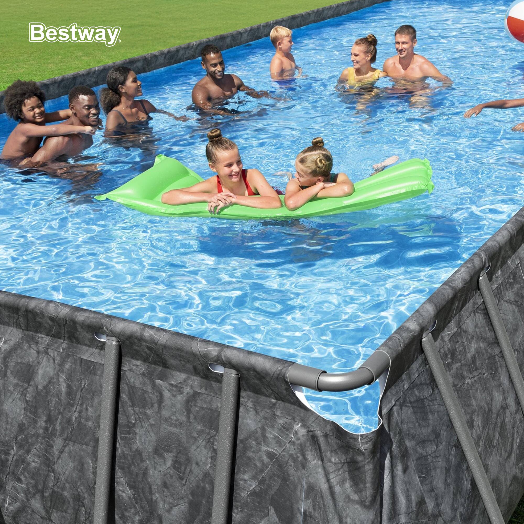 Alt View 5. Bestway - Bestway APX 365 18' x 9' x 52" Rectangular Above Ground Swimming Pool Set, Gray - Gray.