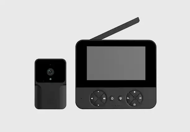 Front. Cluzine - Wireless Video Doorbell with Indoor Screen, IR Night Vision, 2-Way Talk, Voice Changer, Offline Alert.