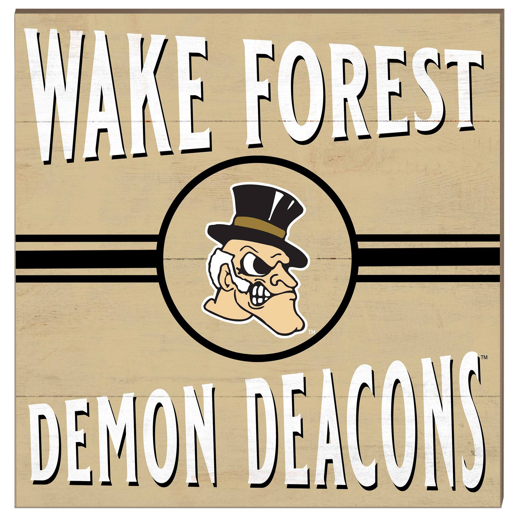 Wake Forest Demon Deacons 10'' x 10'' Retro Team Sign
