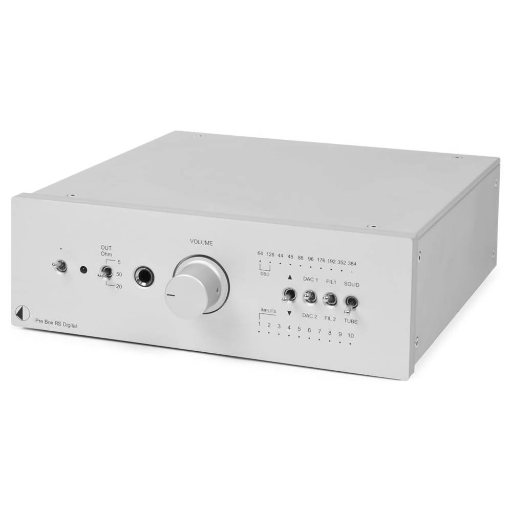 Pro-Ject - Pre Box RS Digital Preamplifier with Digital to Analog Converter and Headphone Amplifier - Silver