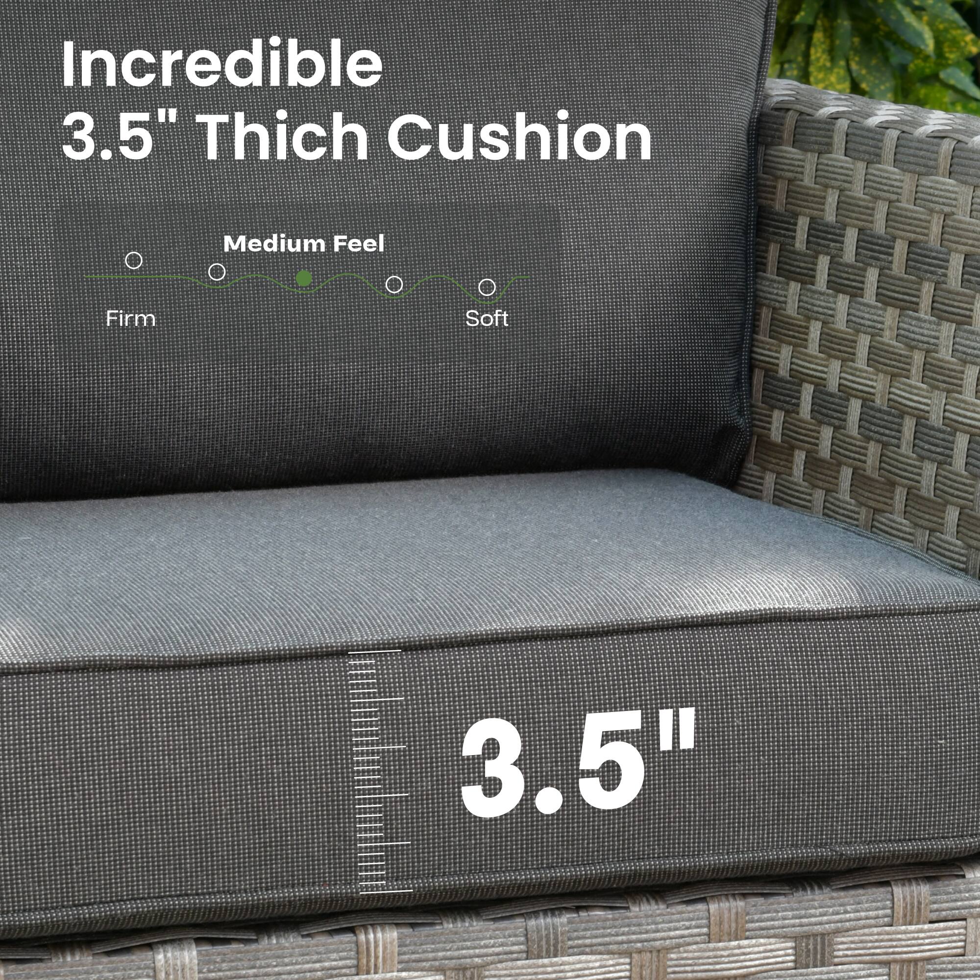 Incredible 3.5" Thick Cushion

Medium Feel

Firm Soft

3.5"